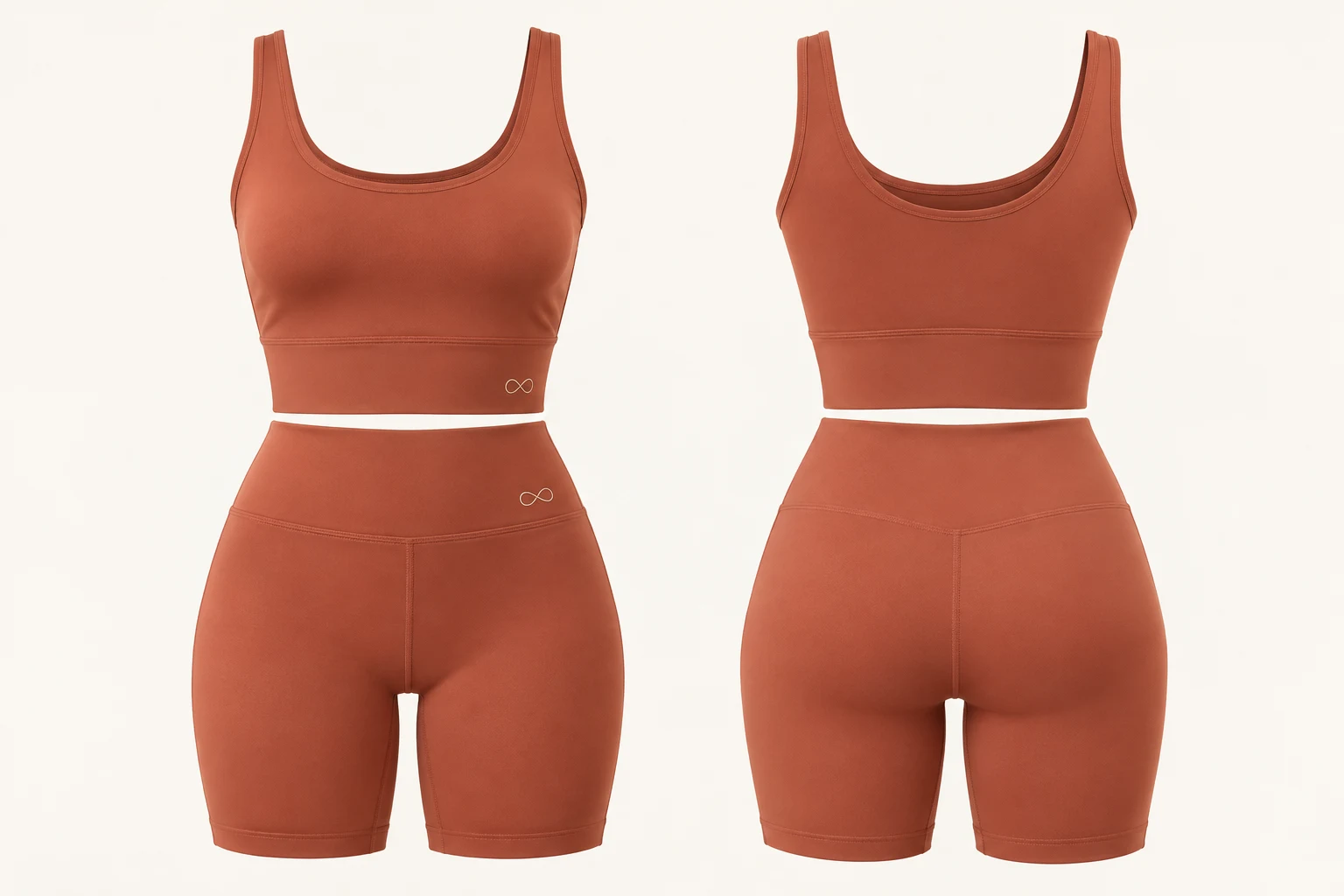Ease Biker Set — Clay, Clay, matching front and back views