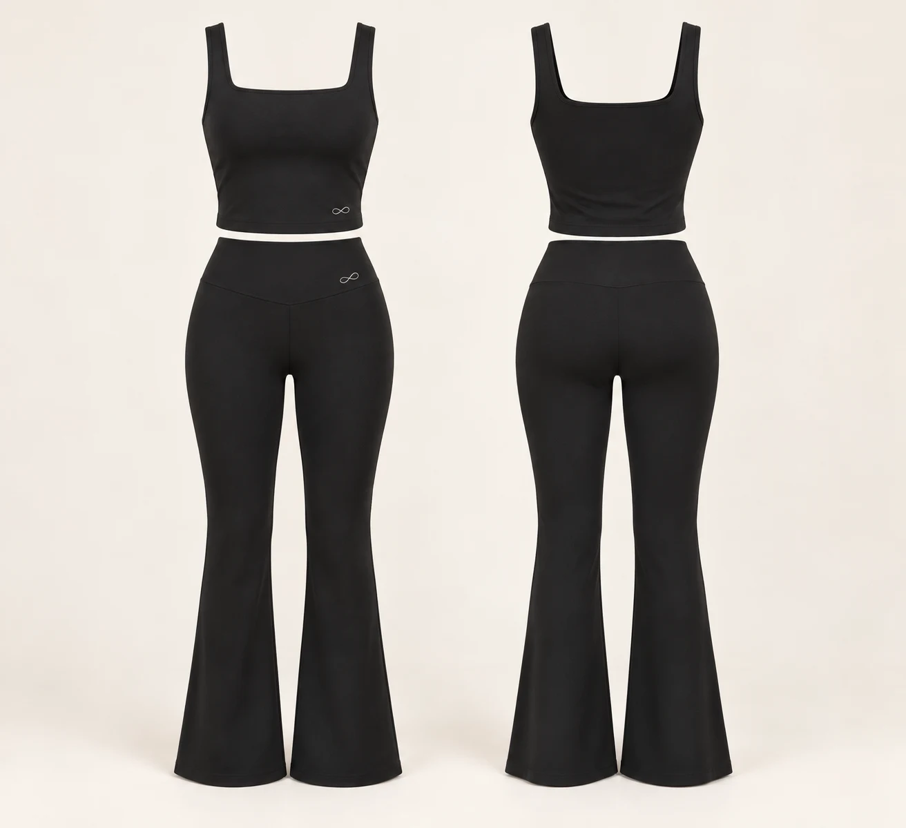 Motion Flare Set, Black, matching front and back views